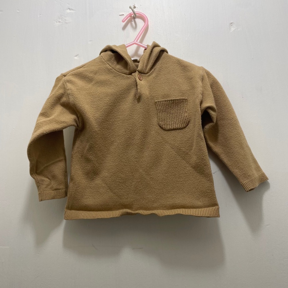 Modern Moments by Gerber Baby 18M Camel Tan‎ Knit Henley Hooded Sweater Pocket